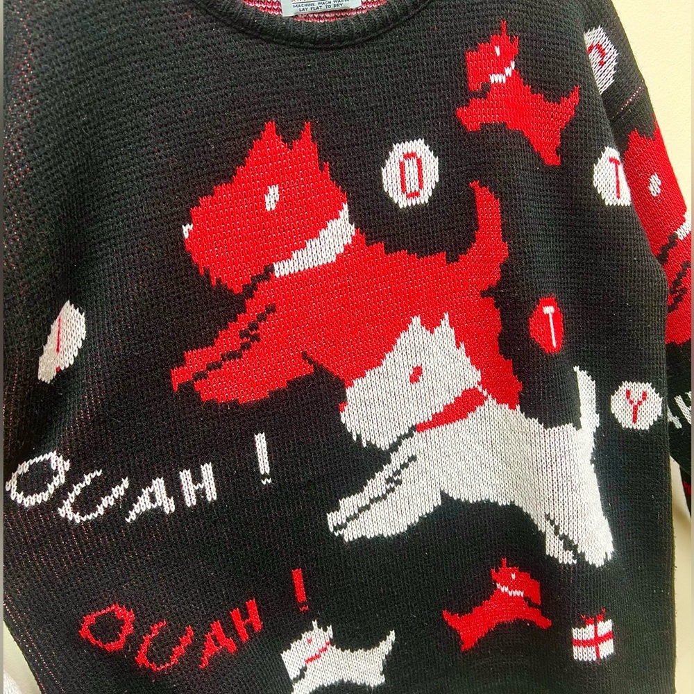 🌟2X HOST PICK!🌟 80s-90s Vintage ❤️ Adele Knitwear Scottish Terrier Sweater - Picture 2 of 3